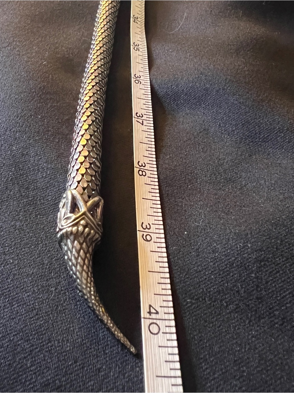 DL Auld Vintage Chainmail Mesh Snake Belt Necklace Silver Gunmetal Lariat 40” - Picture 8 of 14